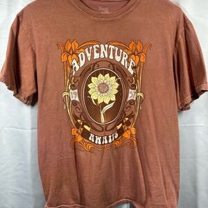 Adventure Awaits Brown Floral Graphic Tee by